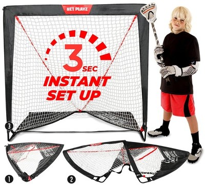 NET PLAYZ Tri Great USA Corp Easy Setup Fiberglass Lacrosse Goal 4x4ft