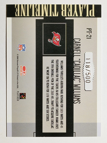 2006 Donruss Gridiron Gear Player Timeline Gold #PT21 Cadillac Williams - Picture 2 of 2