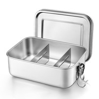 Edelstahl Brotdose Bento Box Mit FäChern Lunchbox Auslaufsicher 850Ml Tragbar