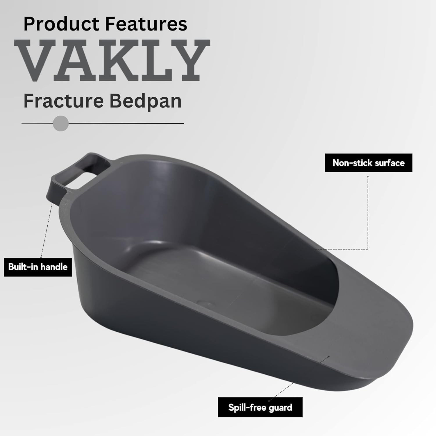 Fracture Bedpan - Portable Easy Clean Plastic Bed Pan - Female Urinal with Built
