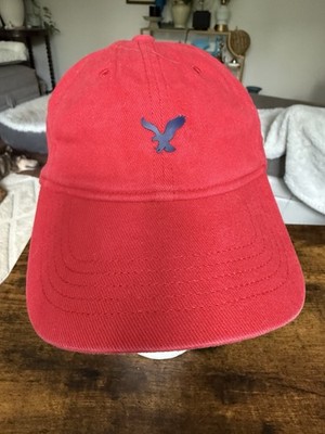 American Eagle Outfitters Fitted Baseball Cap Red Medium Lightweight Embroidered