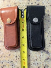 4-5 Inch Leather Knife Sheath Set Brown & Black  Snap Closure