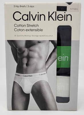 Calvin Klein Hip Briefs 3 Pack XL Cotton Stretch Black Men s Underwear New