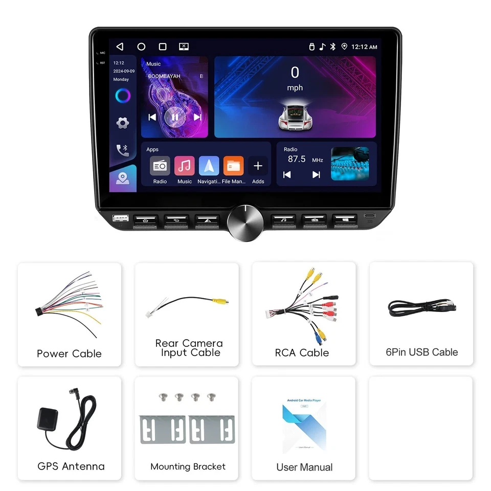 Autoradio Podofo 10.1’’ 2Din – CarPlay & Android Auto Sans Fil – GPS, Bluetooth - Photo 2/4