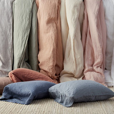 The Company Store Premium Breathable Washed Linen Solid Flat Bed Sheet-Parchment