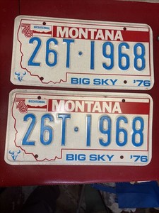 Pair 1976 Bicentennial Montana License Plates 26T•1968 Conrad Pondera County