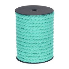 Cotton Rope 3 Strand Twisted Braided Rope Cord, Water Green 23m 10mm