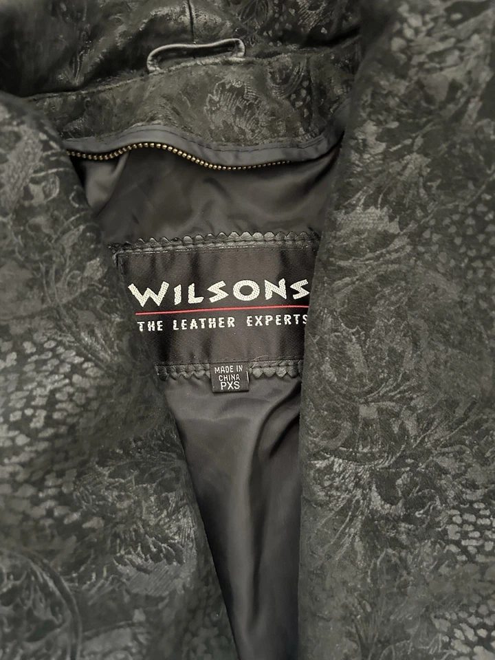 Abrigo largo negro vintage Wilsons de cuero para mujer pequeño extra pequeño gamuza cachemira Foto 3 de 4