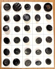 30 Old Antique Vintage Black Composite Vegetable Ivory Horn Buttons Larger