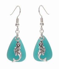 Mermaid Sea Glass Drop Hook Earrings Beach Jewelry for Women Silver Plated New