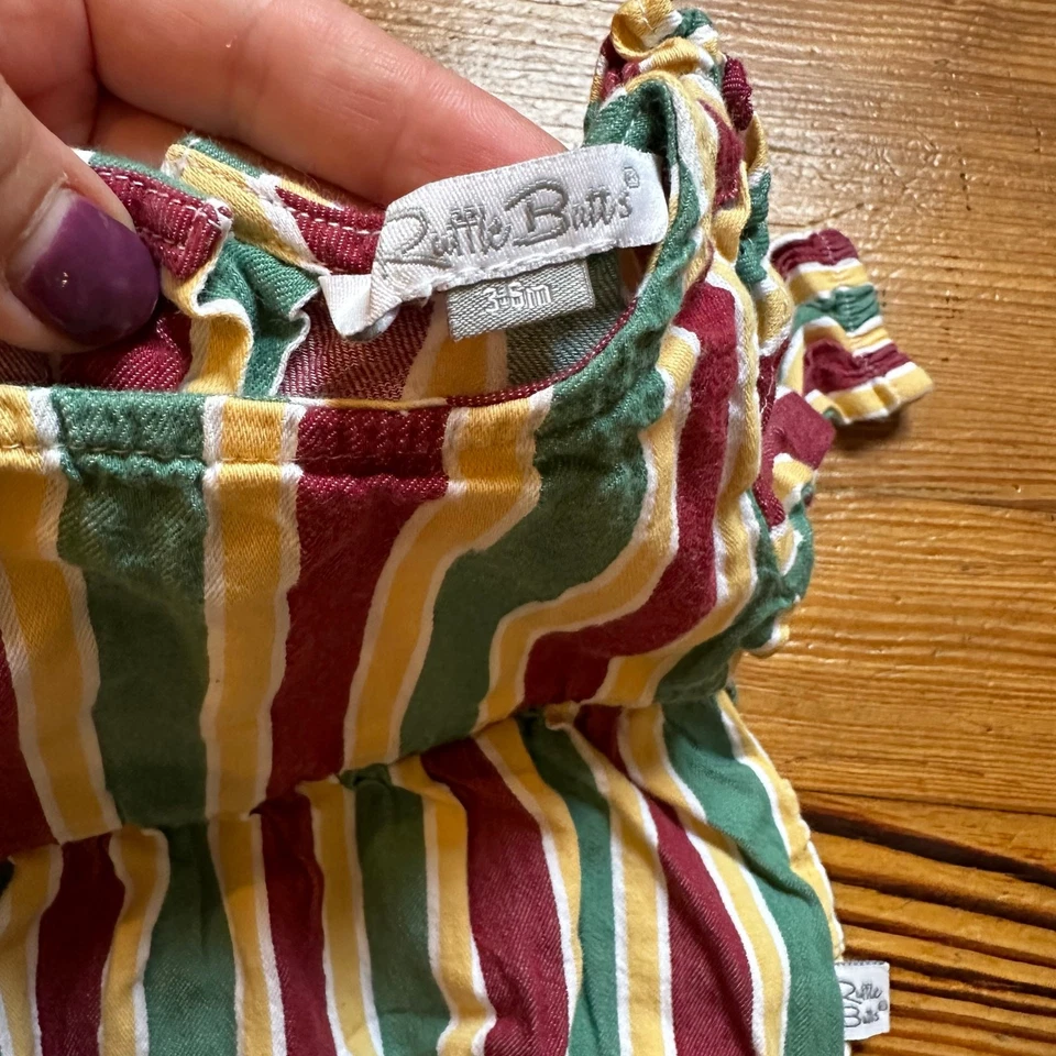 Ruffle Butts Vacaciones Rojo Verde Rayas Manga Larga Invierno Una Pieza TALLA 3-6M Foto 3 de 4