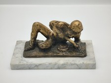 Bronze Soldier with Mine Detector Figurine on Marble Base – Heavy 3.3 kg Statue