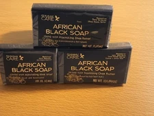 3-Pack African Black Soap 4oz Bars w/ Shea Butter Personal Care - FREE SHIPPING