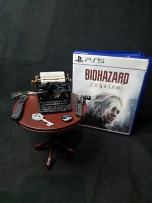 Resident Evil Requiem themed typewriter and table 1/6 scale