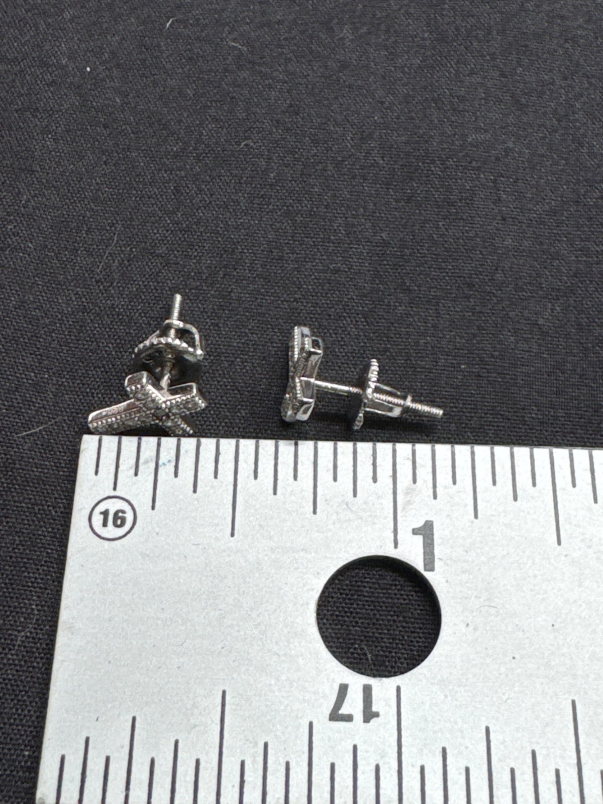 925 Sterling Silver Tiny Cross Stud Earrings With… - image 5
