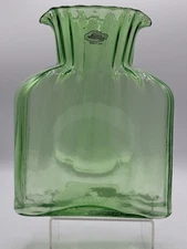 Blenko HTF Spring Green Straight Optic 384 Water Bottle, Double Spout Pitcher