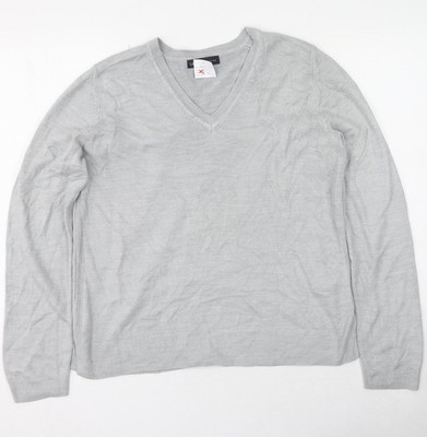 Marks and Spencer Damen Grau U-Ausschnitt Acryl Pullover Pulli Größe 16