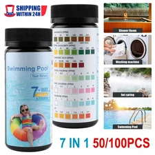 50 or 100 Rapid 7-in-1 Hot Tub Spa Pool Water Testing Strips Total Alkalinity pH