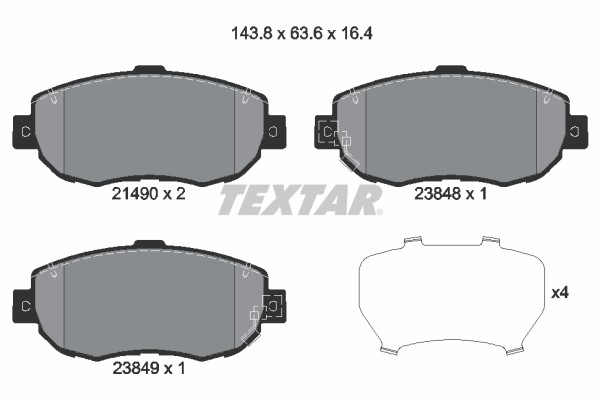 1X Textar 2149001 Bremsbelagsatz Scheibenbremse FüR Toyota Lexus-image