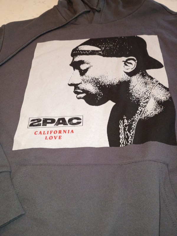 2Pac California Love Graphic Pullover Hoodie Sweatshirt Gray Size L Unisex New