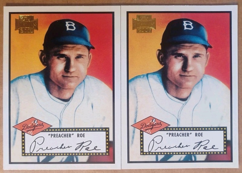 2001 TOPPS ARCHIVES #13 BROOKLYN DODGERS PREACHER ROE [2] 1952 MINT 06555