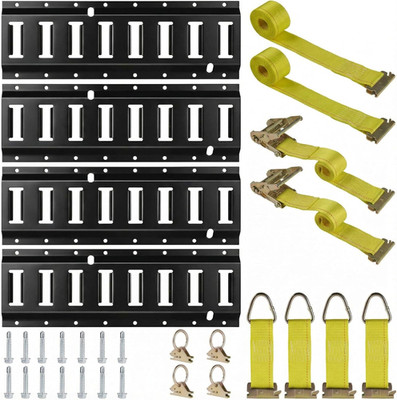 Heavy Duty E Track Tie Down Kit with Ratchet Straps & Accessories for Trailers