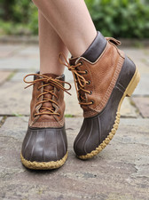 Vtg BEAN BOOTS LL Bean Leather Duck Boots Womens 8 made in usa