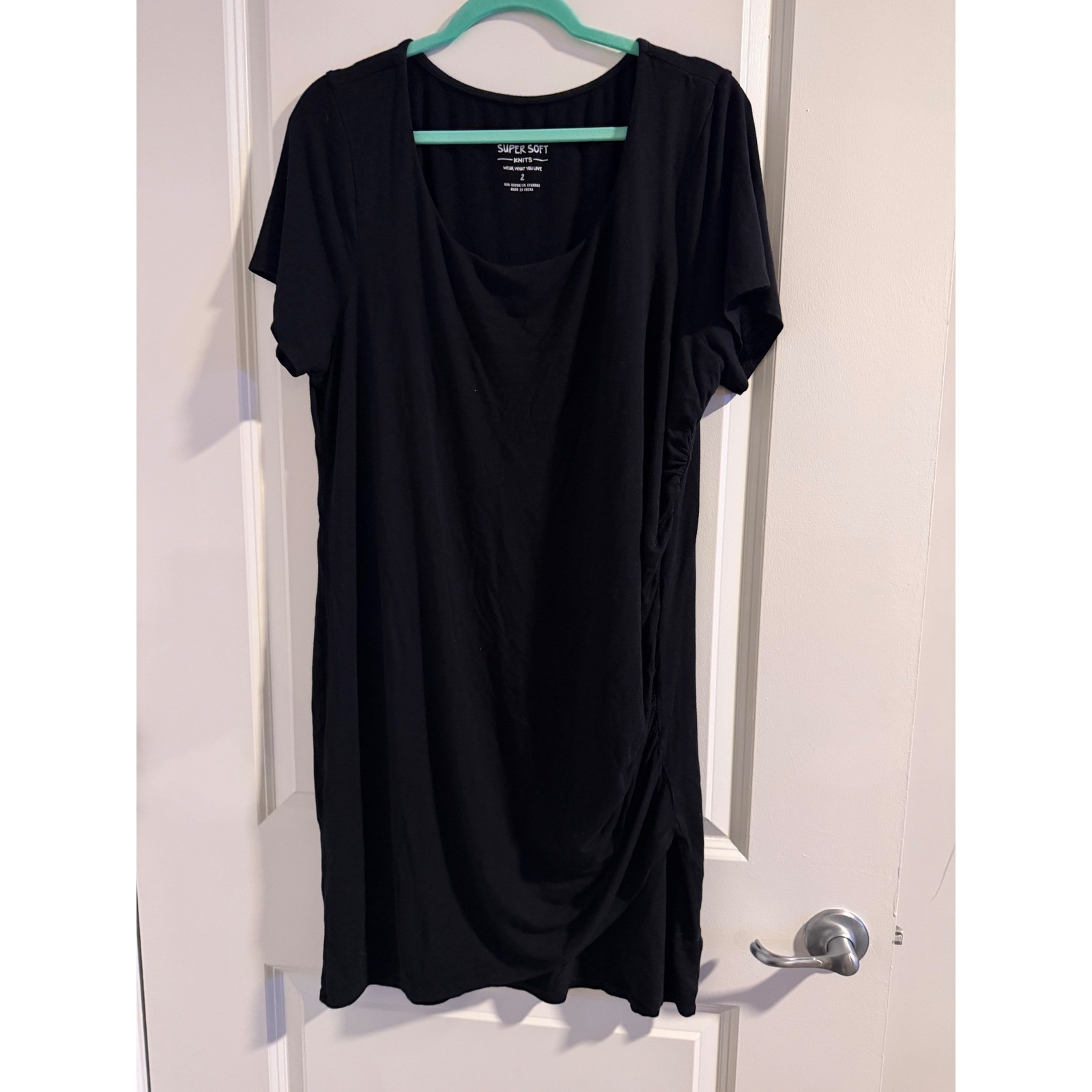 Torrid Super Soft Knits Black Ruched Side T-Shirt Dress Plus Size2X Short Sleeve