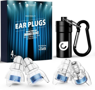 High Fidelity Concert Ear Plugs, Noise Cancelling 2 pair (Pack of 1), Blue 