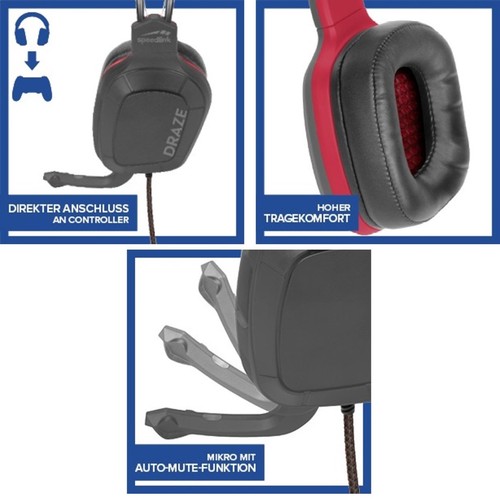 Speedlink DRAZE Gaming Headset Gamer Słuchawki Mikrofon do PS5 PS4 Xbox Switch - Zdjęcie 2 z 10