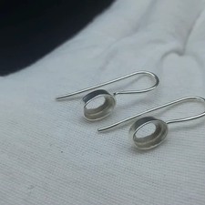 925 Sterling Silver Plated 8x10mm Oval Bezel Earring Setting Plain DIY Jewelry