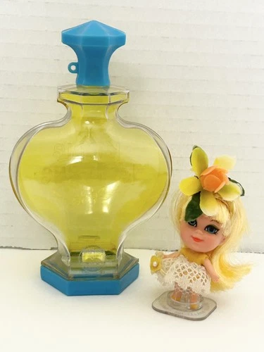 Liddle Kiddles Honeysuckle Kologne Cologne Doll w/ stand & Plastic Bottle Mattel