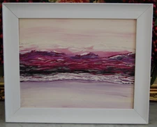 FRAMED SIGNED MODERN STYLE DYNAMIC FLOWING ABSTRACT HORIZON LANDSCAPE PAINTING