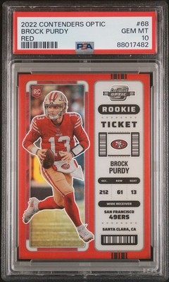 Panini 2022 Contenders Optic Brock Purdy Rookie Ticket Red Prizm /175 PSA 10