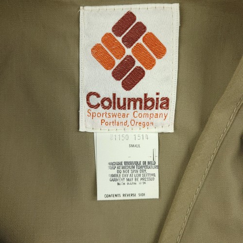 Vintage Columbia Vest Mens Small Beige Nylon Fly Fishing Multi Pocket Outdoor - Picture 2 of 20