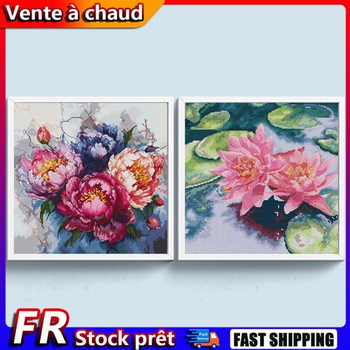 Full Embroidery Eco-cotton Thread 14CT Printed Flower Cross Stitch Kit ...