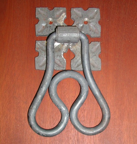 Llamador de puerta con tornillos de bola, hierro forjado Fleur Di Lis, de Blacksmith en EE. UU. - Imagen 6 de 8
