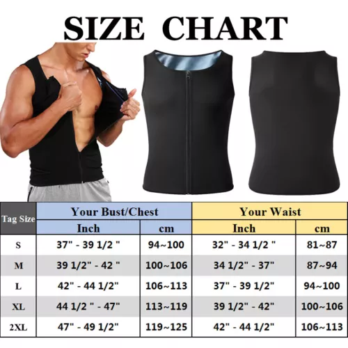 Men Sauna Sweat Vest Suit Waist Trainer Body Shaper Weight Loss Tank Top Workout - Picture 31 of 31