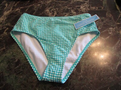 Draper James Lands End RSVP High Waist Bikini Bottom Mint Green Gingham Size XS