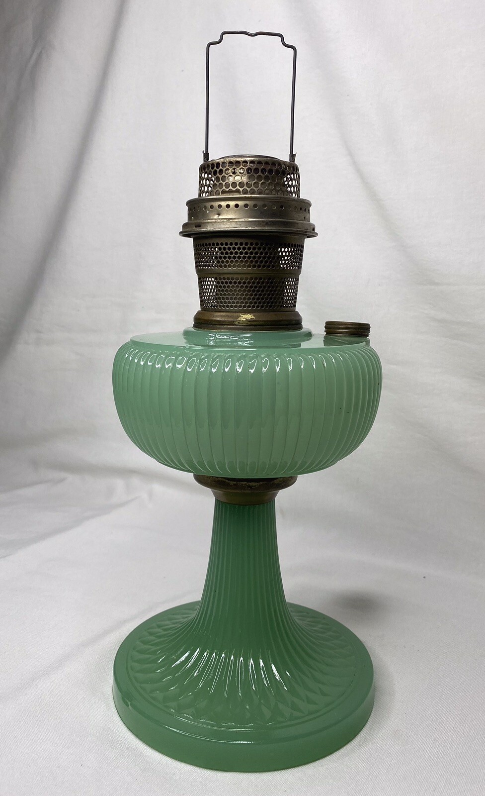 Jadeite Green Glass Moonstone Aladdin Oil Lamp eBay