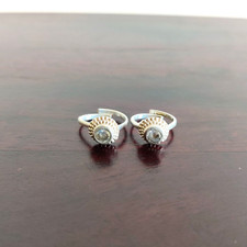 Vintage Zehen Ringe Alt Silber Schmuck Paar Tribal Damen Sammlerstück Stein