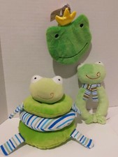Baby shower gift set. Frog Rattle, Crinkle Crinkler, Stacking toy.