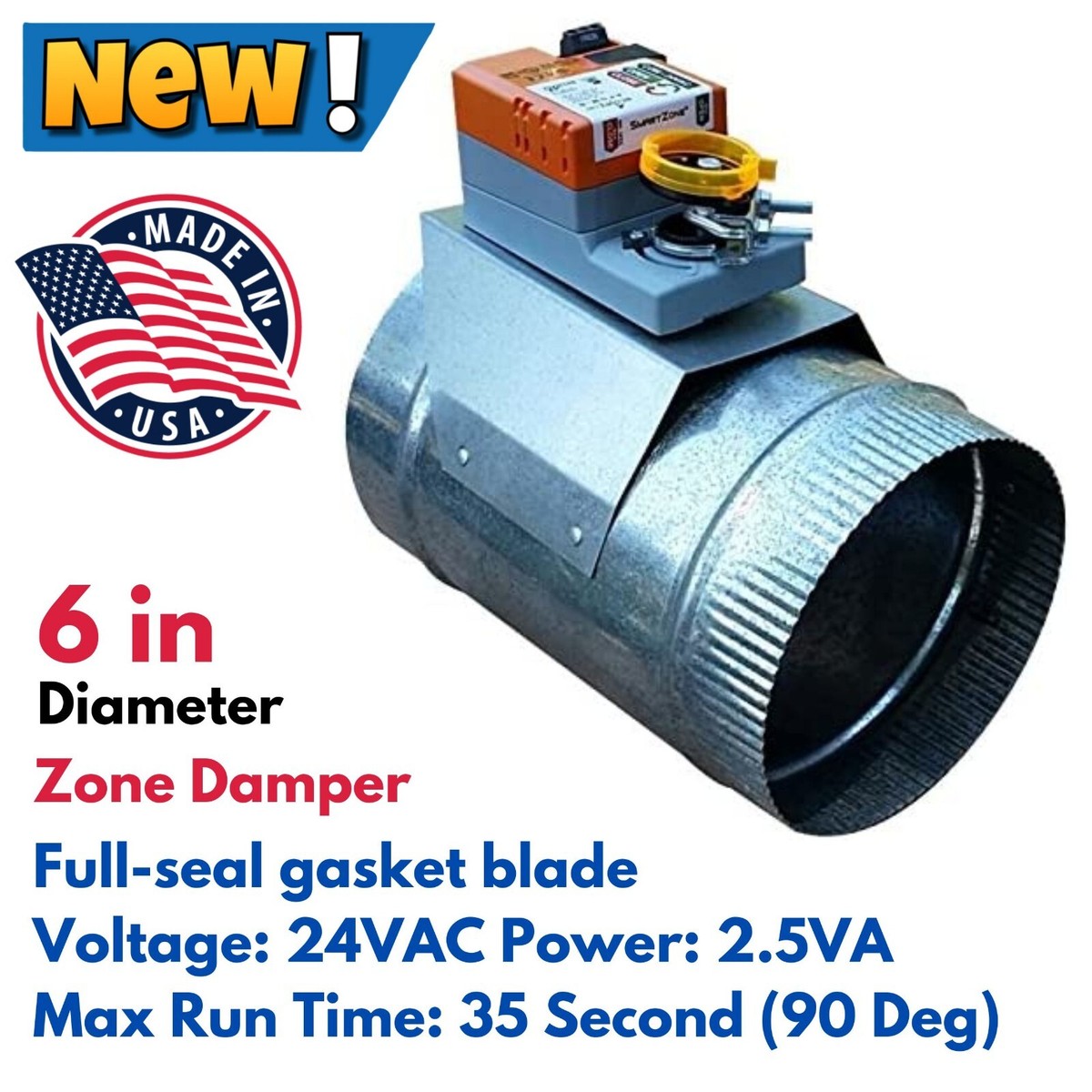 6u0026#034; Electric Zone Damper for HVAC Zoning System Temp Control Honeywell  Durozone | eBay