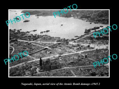 OLD POSTCARD SIZE PHOTO NAGASAKI JAPAN AERIAL VIEW OF CITY ATOMIC BOMB c1945 3
