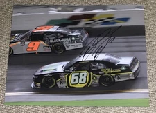 Brandon Brown Signed 8x10 Photo Larry’s Hard Lemonade Car On Track NASCAR COA