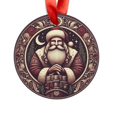 Nordic Santa Claus, Father Christmas, Personalized Round Acrylic Ornament Gift