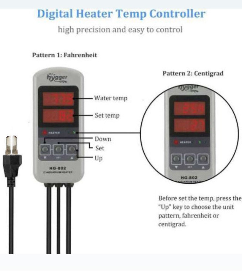 HYGGER HGB802 200W Titanium Aquarium Heater Digital Controller Temp. Display eBay