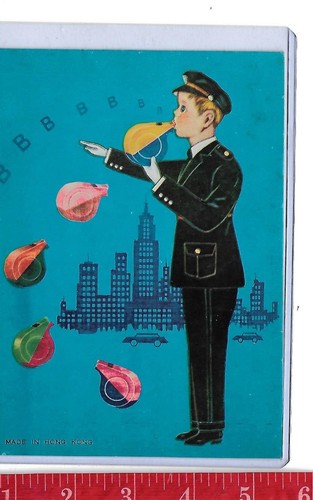 Vintage vending display Police Whistles machine card 