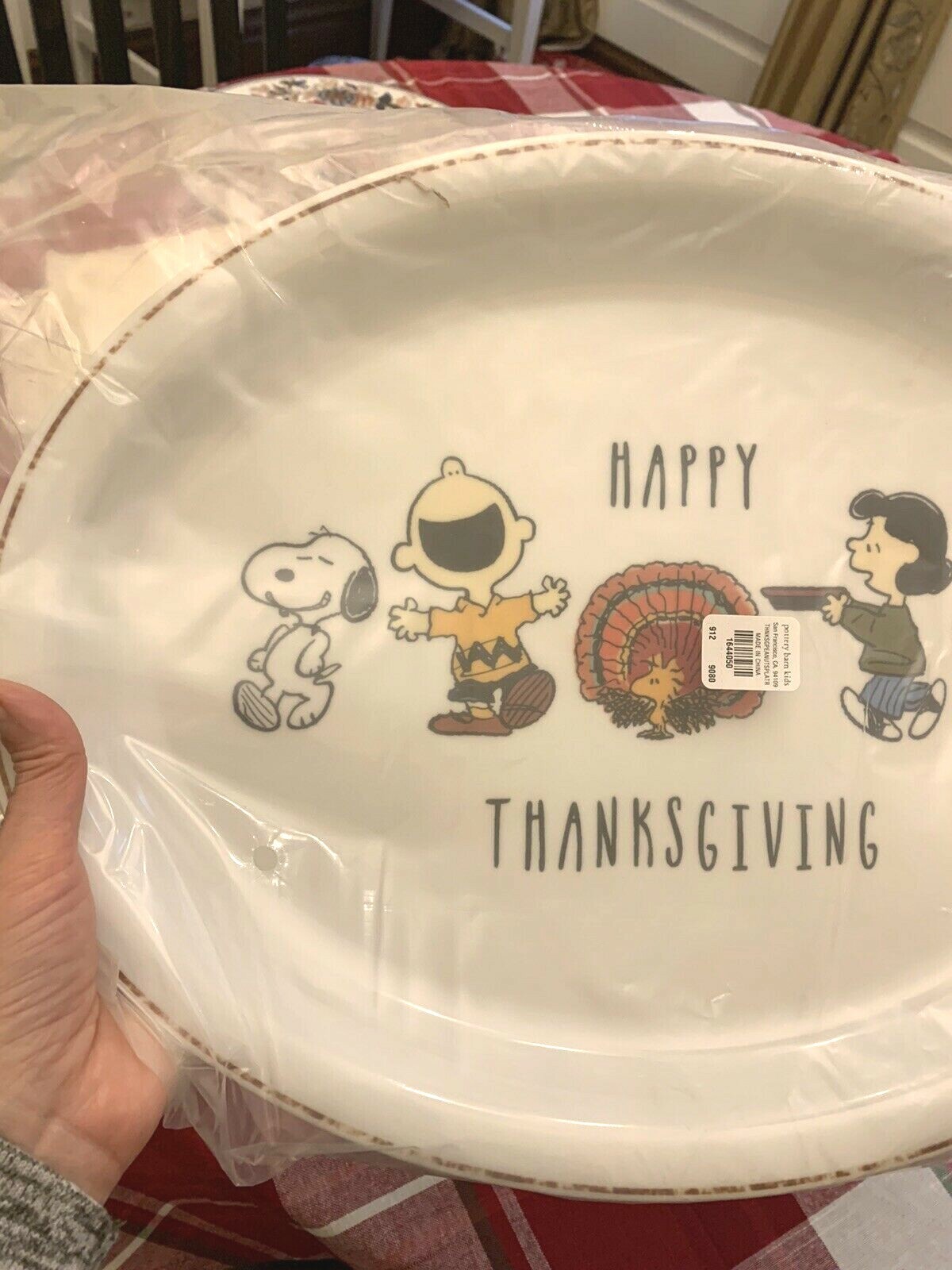 Pottery Barn Snoopy THANKSGIVING Holiday platter party plate Christmas