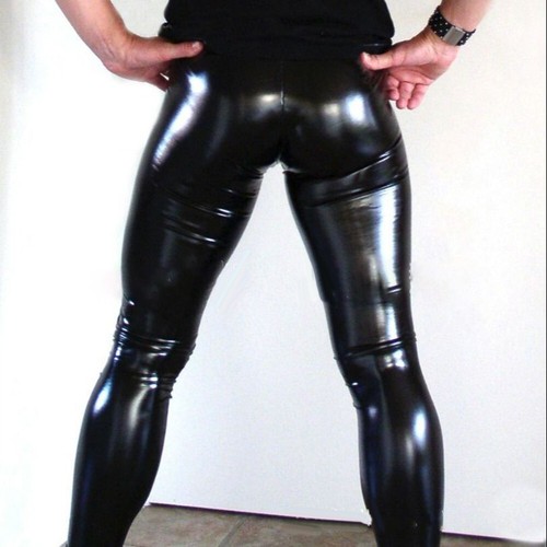Latex Herren Glanz Leder Leggings Skinny Lange Hose Trousers Clubwear Tight - Bild 14 von 27